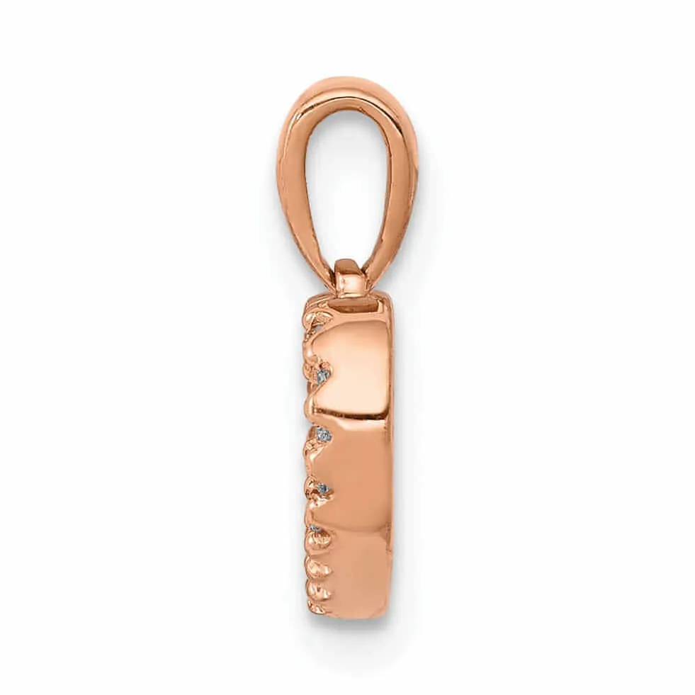 14k Rose Gold Open Back Polished Finish 03ct Diamond Heart Design Charm Pendant