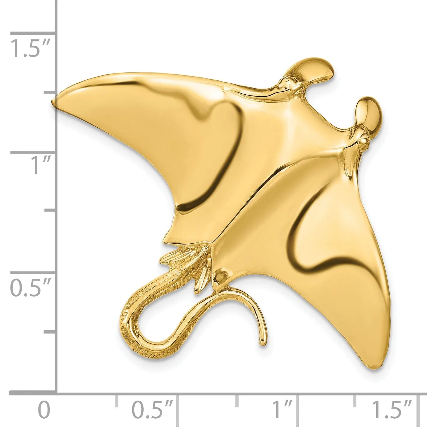 14k Yellow Gold Fits up to 8mm Omega Fits up to 10mm Fancy Omega Solid Polished Finish Manta Ray Slide