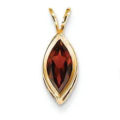 1.5 Carat 14K Gold 10x5mm Marquise Garnet bezel pendant
