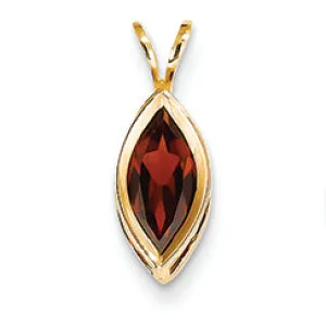 1.5 Carat 14K Gold 10x5mm Marquise Garnet bezel pendant