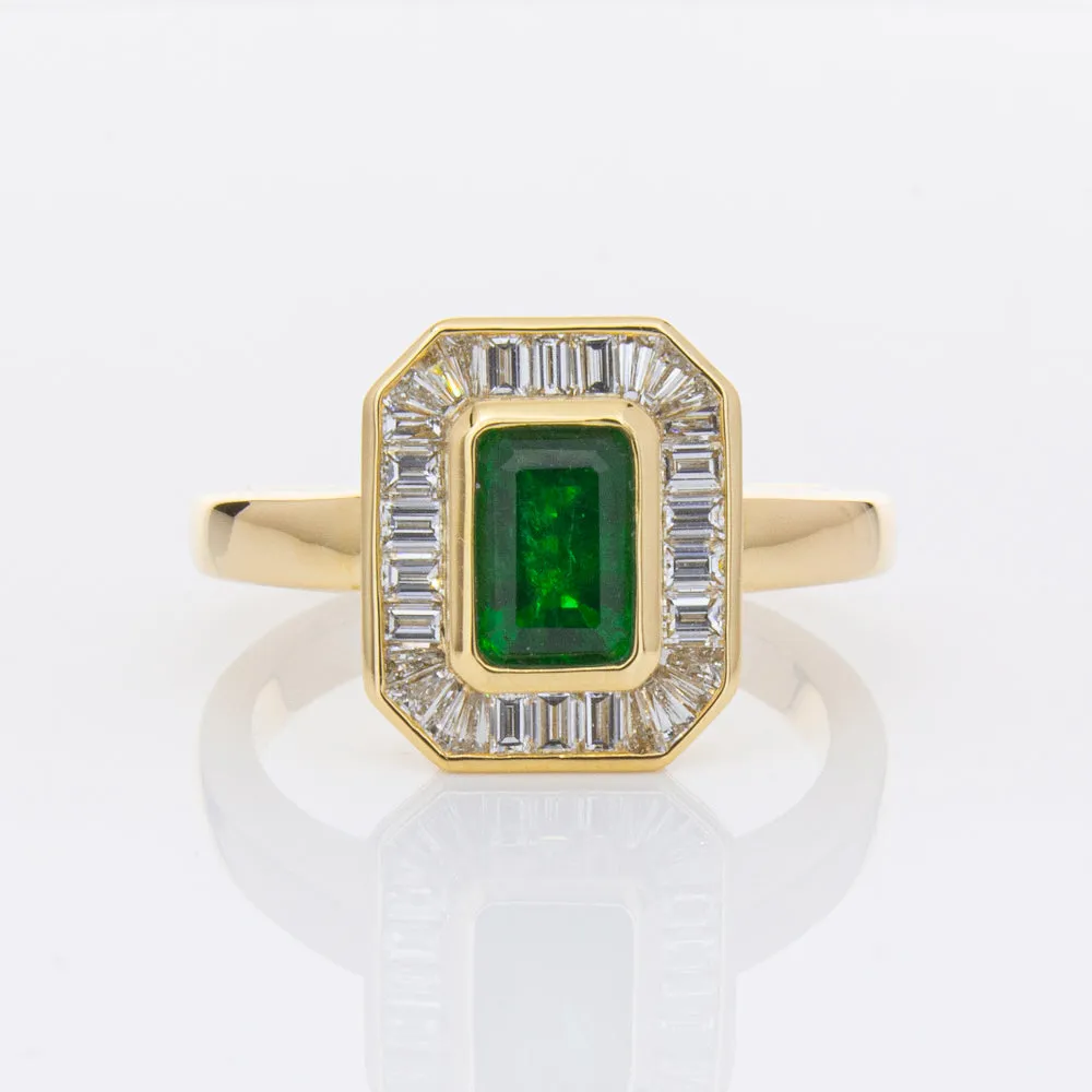 18ct Yellow Gold 1.13ct Emerald & Diamond Ring