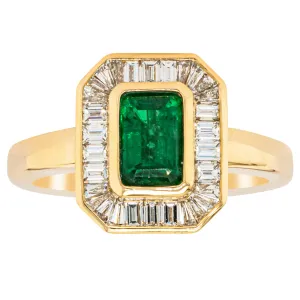 18ct Yellow Gold 1.13ct Emerald & Diamond Ring