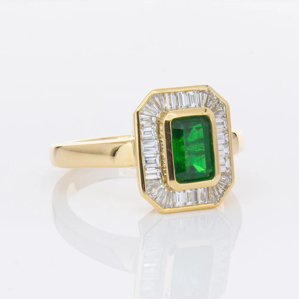 18ct Yellow Gold 1.13ct Emerald & Diamond Ring
