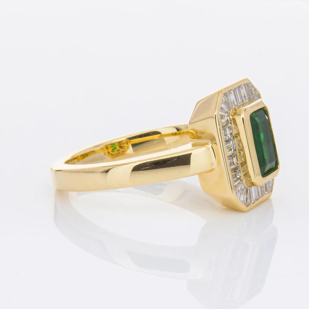 18ct Yellow Gold 1.13ct Emerald & Diamond Ring