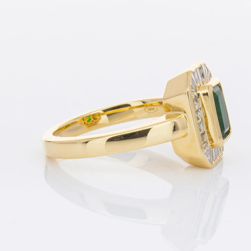 18ct Yellow Gold 1.13ct Emerald & Diamond Ring