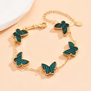 18K Gold Butterfly/Clover Design Exquisite Unique Bracelet