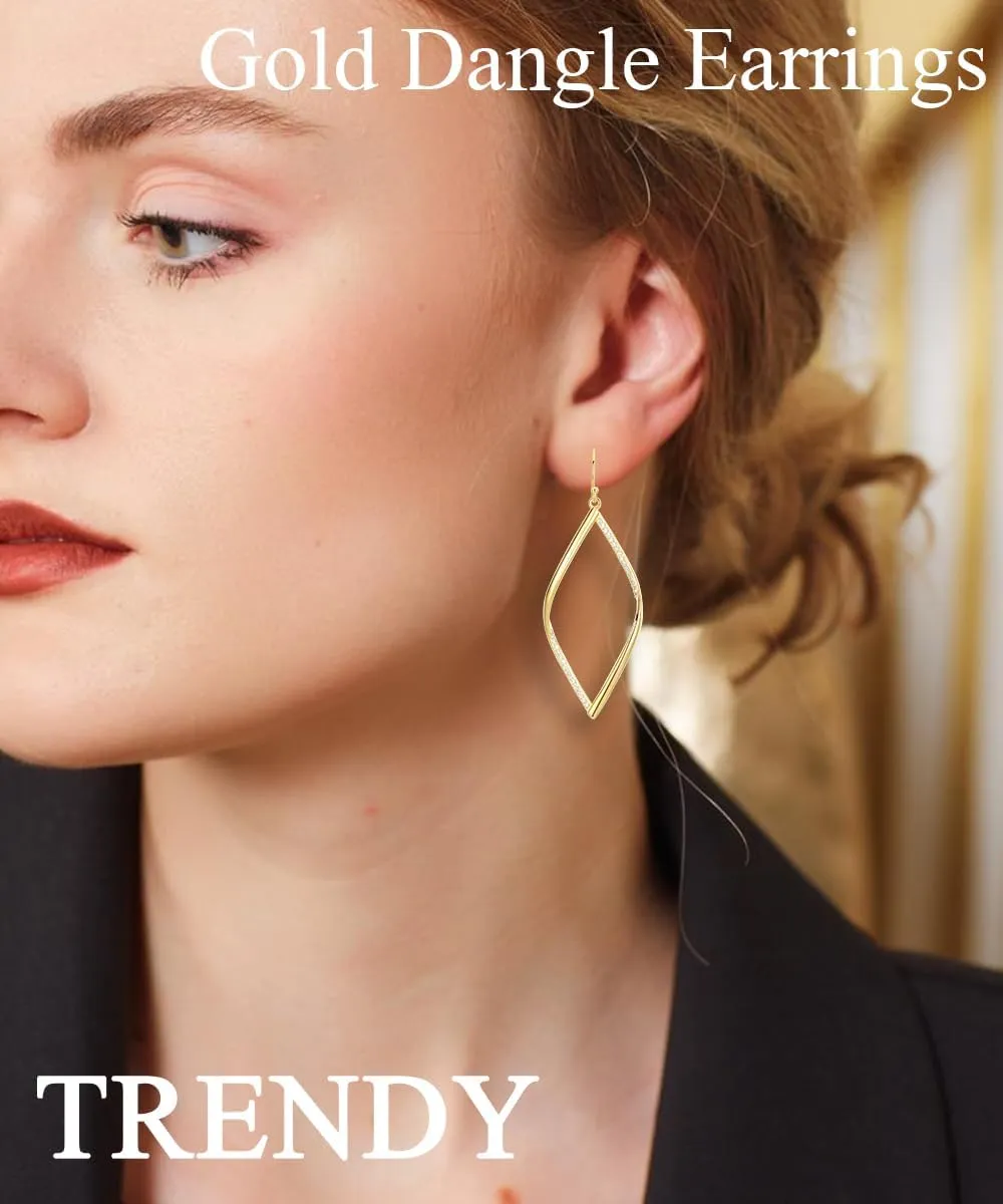 18K Gold Plated Dangle Earrings for Women, Gold Drop Dangling Earrings Hypoallergenic Jewelry Gift