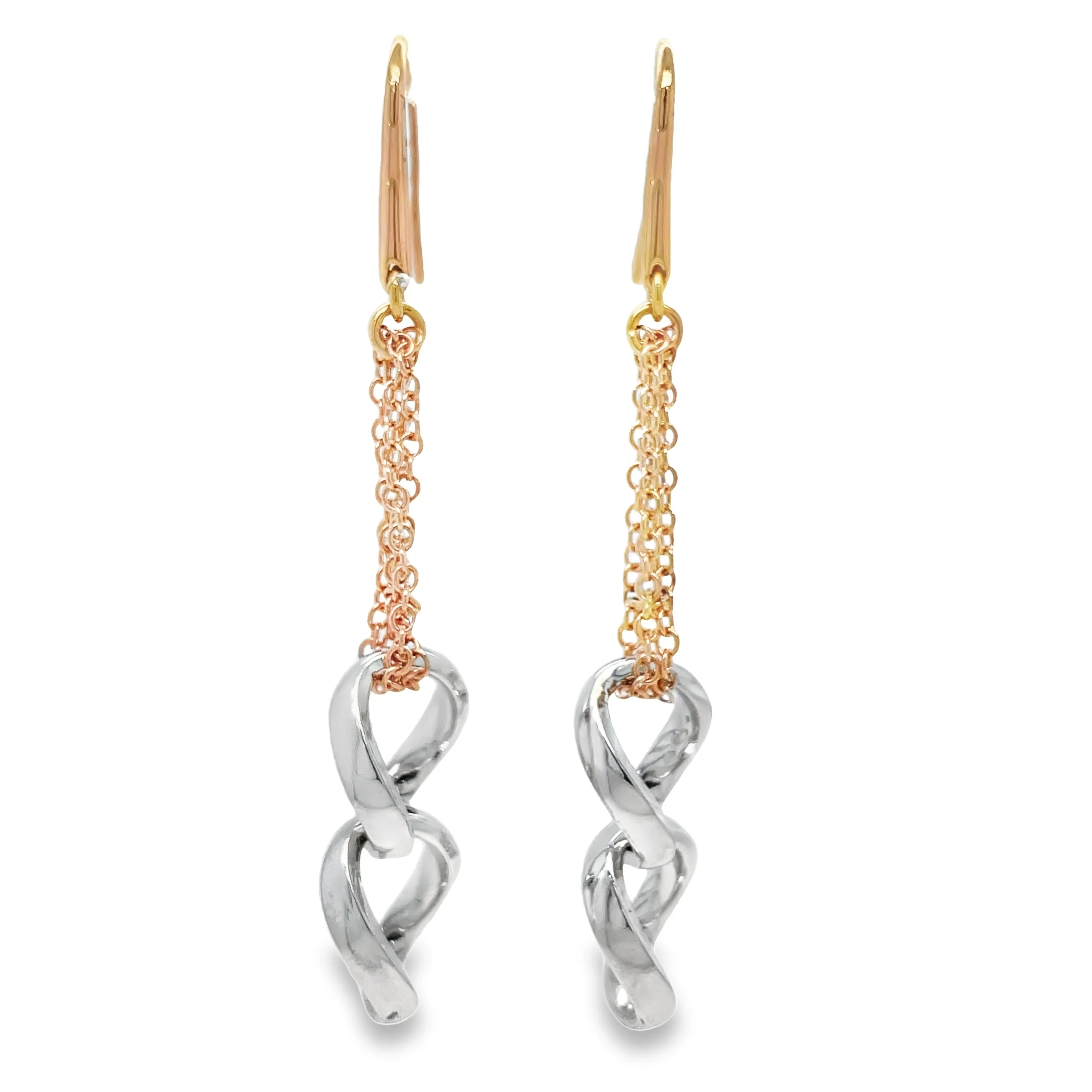 18K Italian Two-Tone Long Earrings