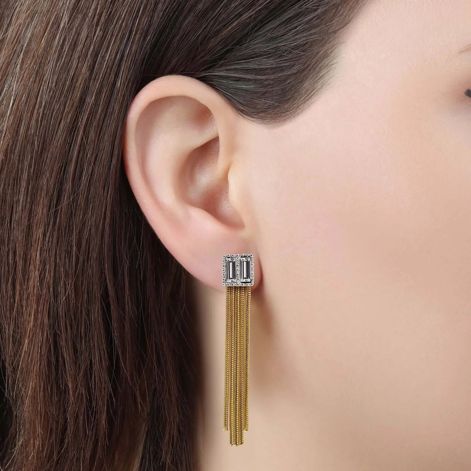 1928 Jewelry Rectangular Baguette Crystal Linear Earrings