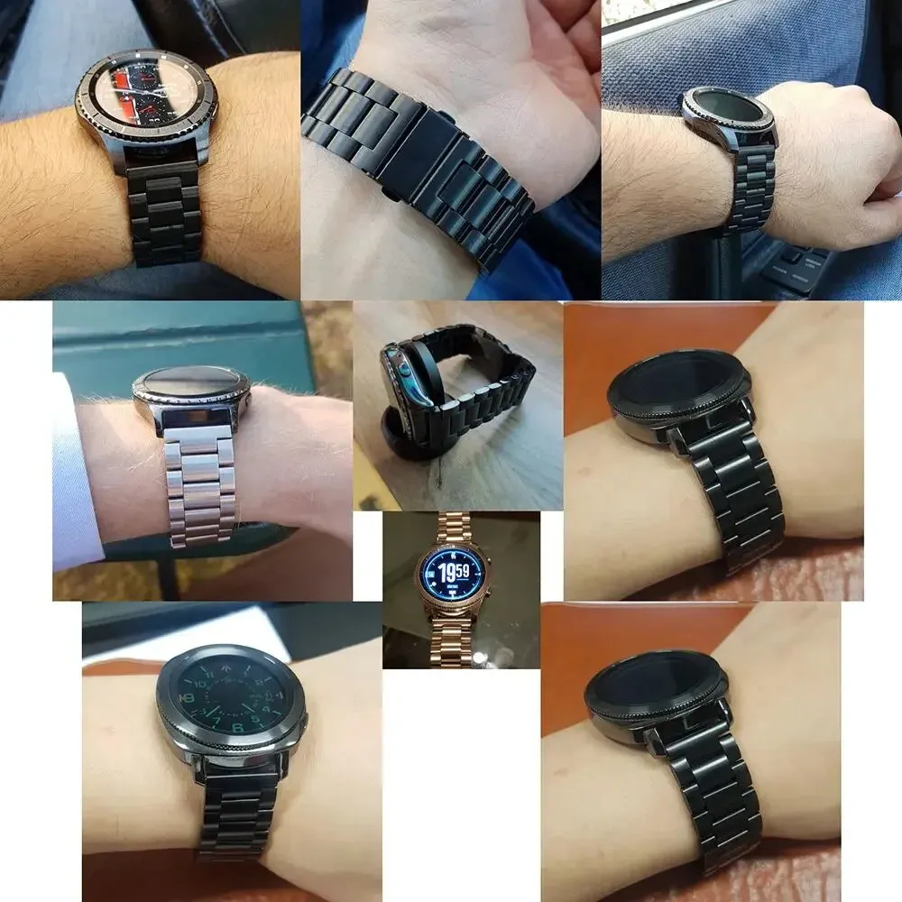 22mm 20mm Strap for Samsung Galaxy 7 6 5 4 40/44mm 6Classic Gear S3 Active2 Stainless Steel Bracelet for Huawei GT3 4Pro Amazfit