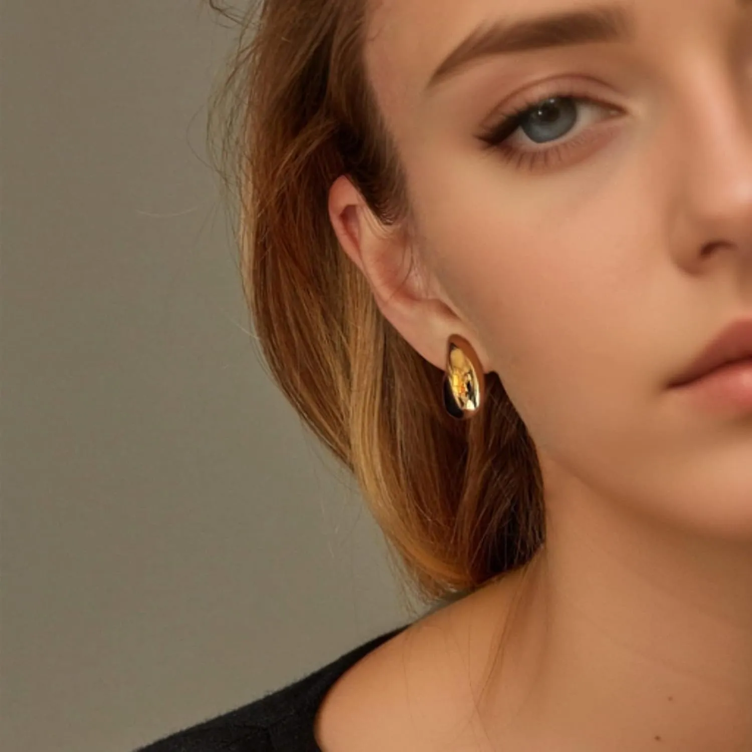 2/3 Pairs Chunky Gold Earrings, Gold Earrings for Women Thick Oval Stud Earrings Set Rectangle Hoop Earrings Trendy Gold Earrings Jewelry Gift