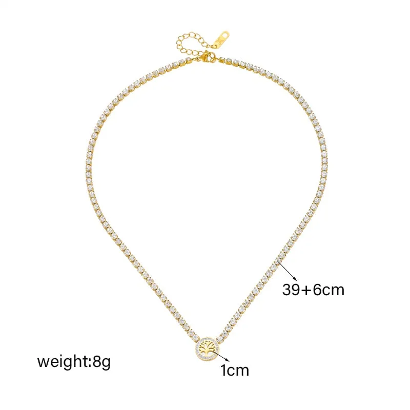 316L Stainless Steel Circular Tree Pendant Necklace For Women