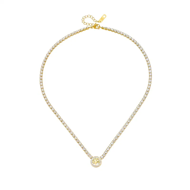 316L Stainless Steel Circular Tree Pendant Necklace For Women