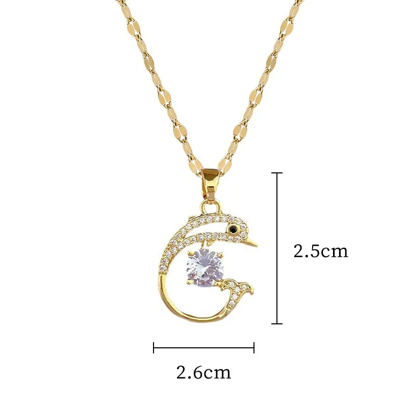 316L Stainless Steel Creative Cute Dolphin Pendant Necklace For Women