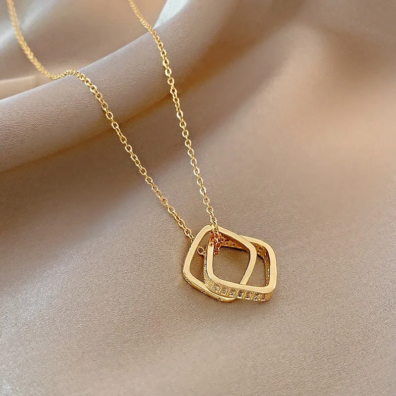 316L Stainless Steel Geometric Cross Necklace Temperament Pendant Luxury Jewelry For Women