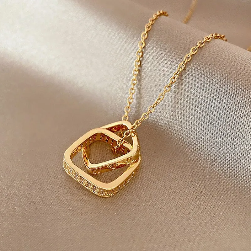 316L Stainless Steel Geometric Cross Necklace Temperament Pendant Luxury Jewelry For Women