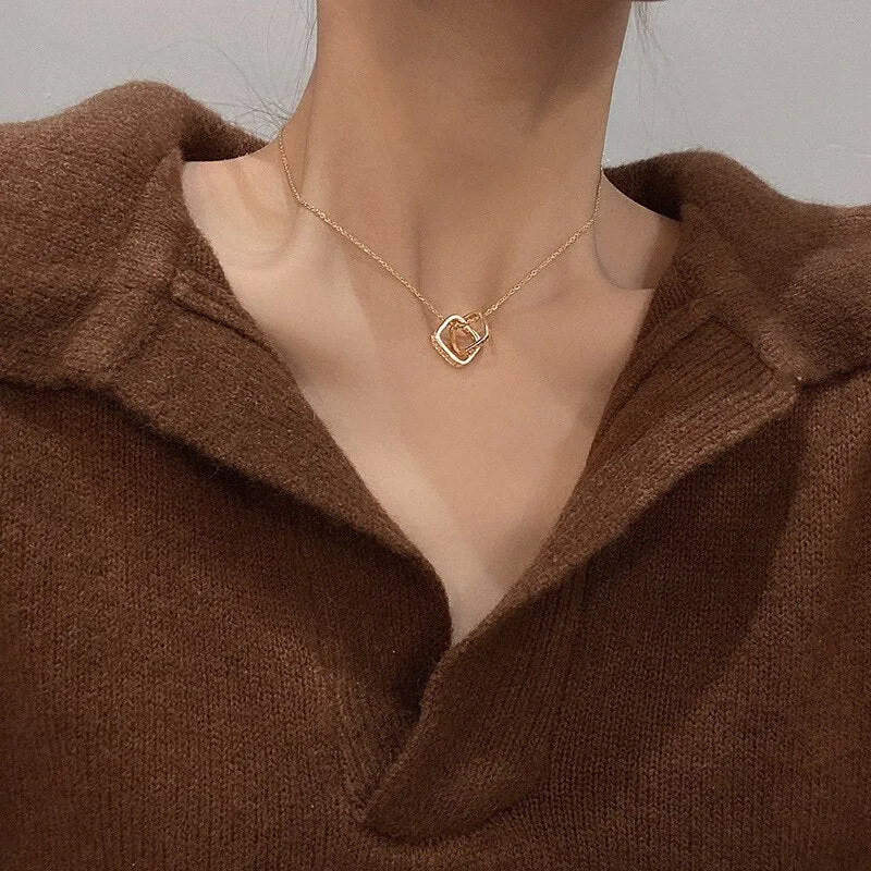 316L Stainless Steel Geometric Cross Necklace Temperament Pendant Luxury Jewelry For Women