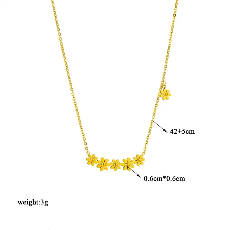 316L Stainless Steel Gold Color Small Flowers Pendant Necklace For Women