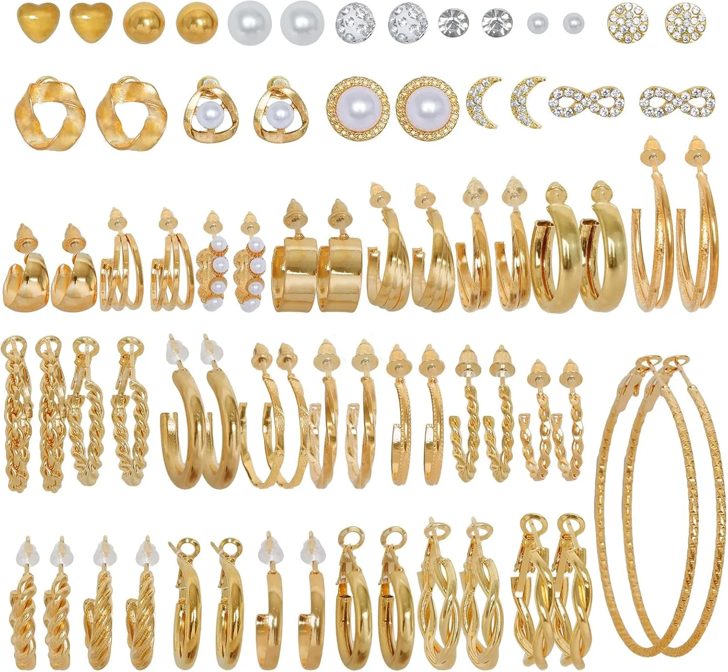 36 Pairs Gold Earrings Set for Women Small Chunky Twisted Statement Gold Earrings Pack Trendy for Birthday Party Holiday Gift