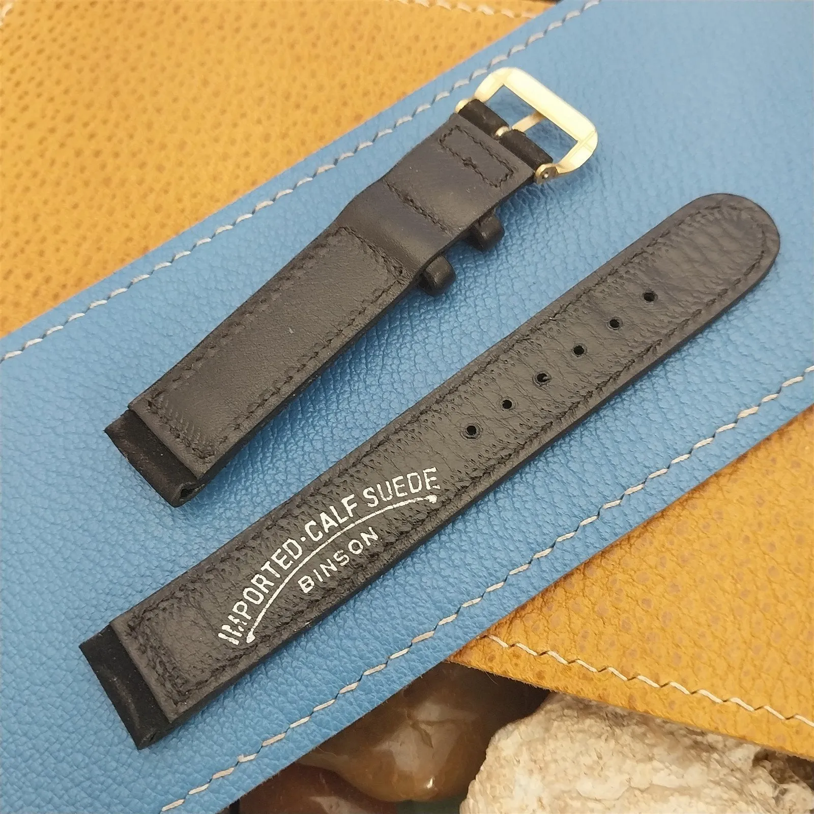 5/8" Binson USA Black Suede Unused Classic nos 1940s Vintage Watch Band