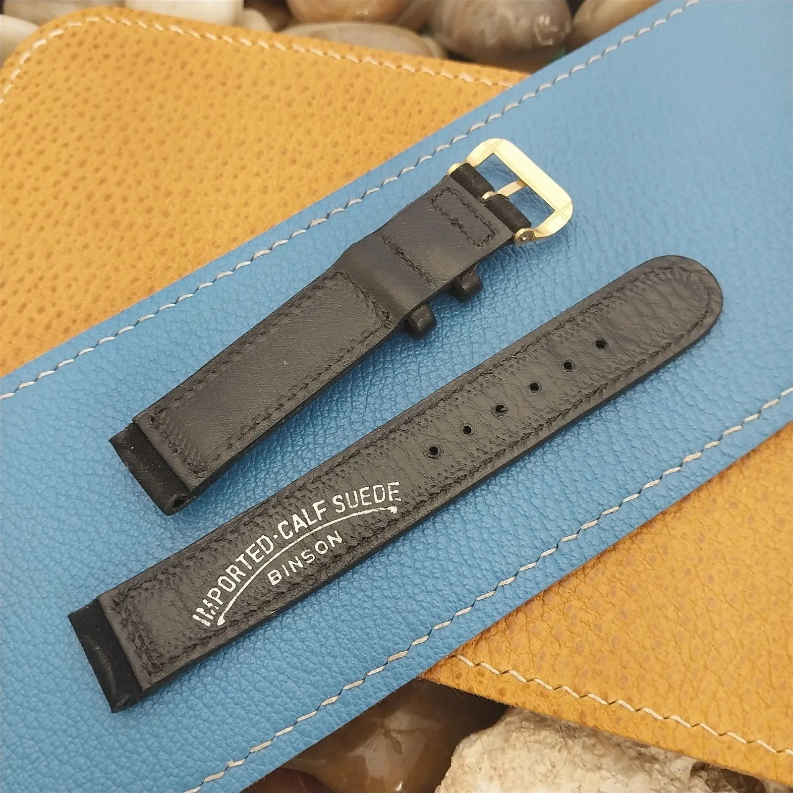 5/8" Binson USA Black Suede Unused Classic nos 1940s Vintage Watch Band