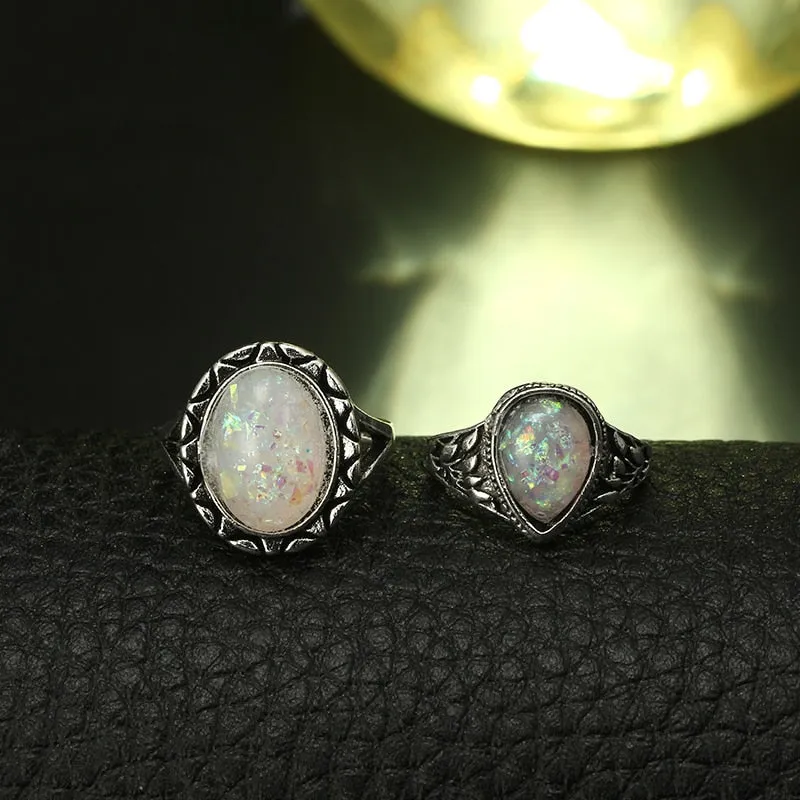 8 Piece Opal Goddess Ring Set
