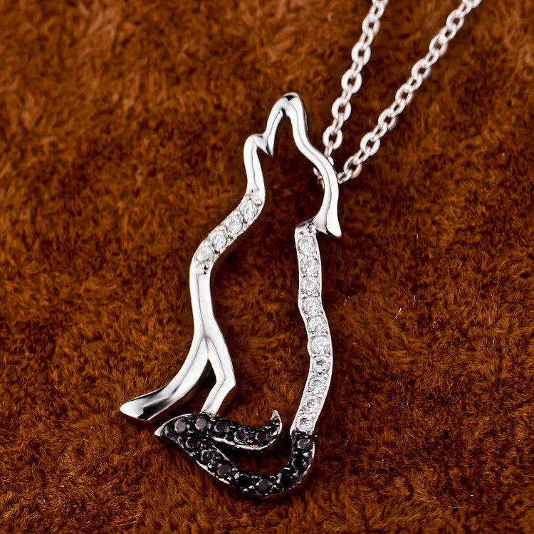 925 Sterling Silver Cubic Zirconia Wolf Necklaces & Pendants