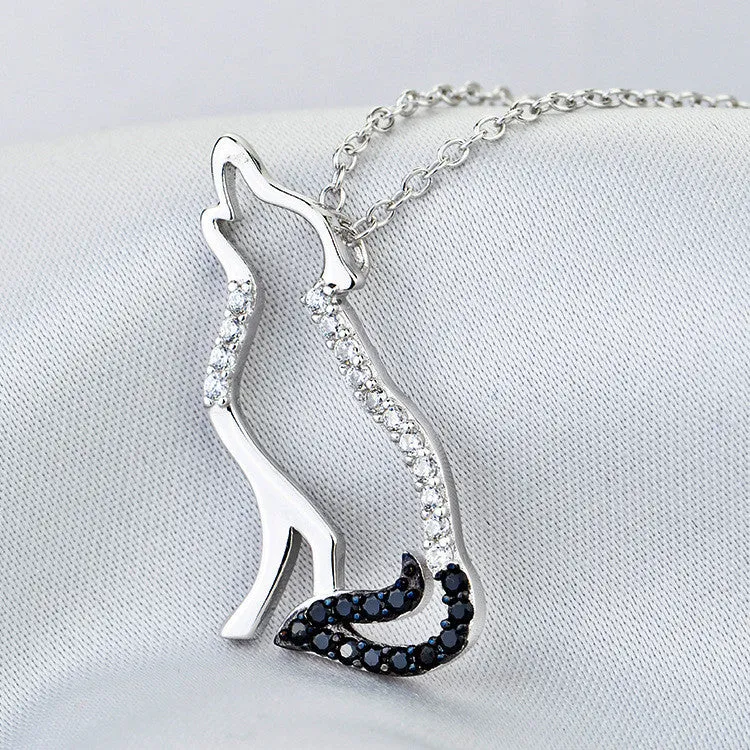 925 Sterling Silver Cubic Zirconia Wolf Necklaces & Pendants