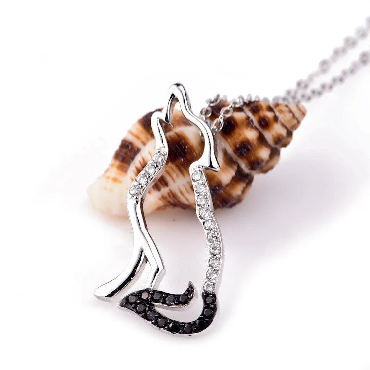 925 Sterling Silver Cubic Zirconia Wolf Necklaces & Pendants
