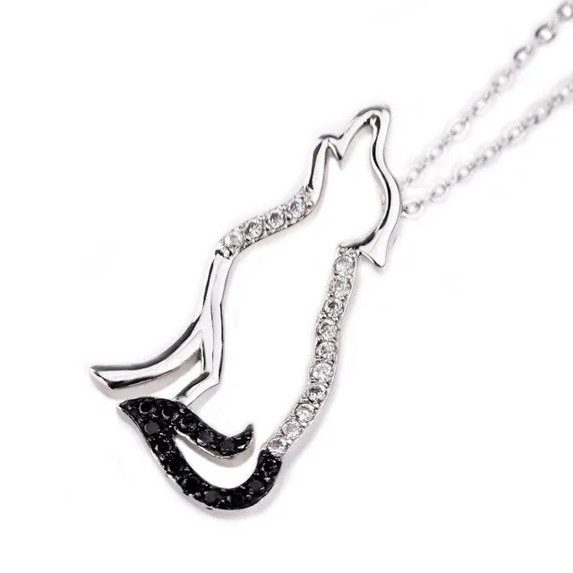 925 Sterling Silver Cubic Zirconia Wolf Necklaces & Pendants