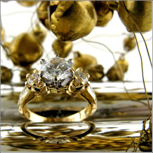Anniversary Round Cubic Zirconia Center 1 Carat 6 Prong channel Sides Cz 14K W Gold Ring