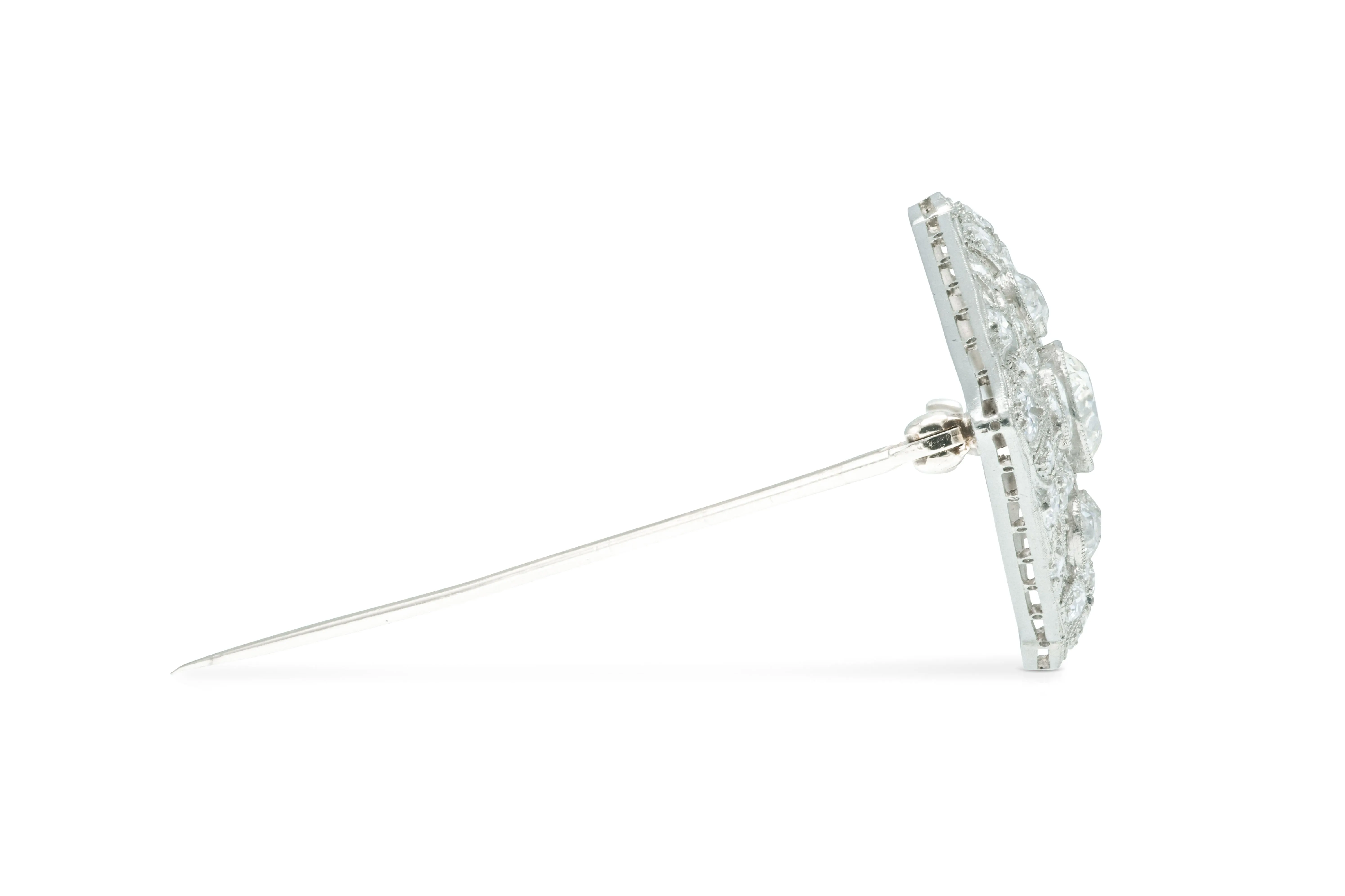 Antique Edwardian 1910s 4.50 Carat Diamond Lozenge Brooch