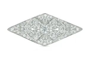 Antique Edwardian 1910s 4.50 Carat Diamond Lozenge Brooch