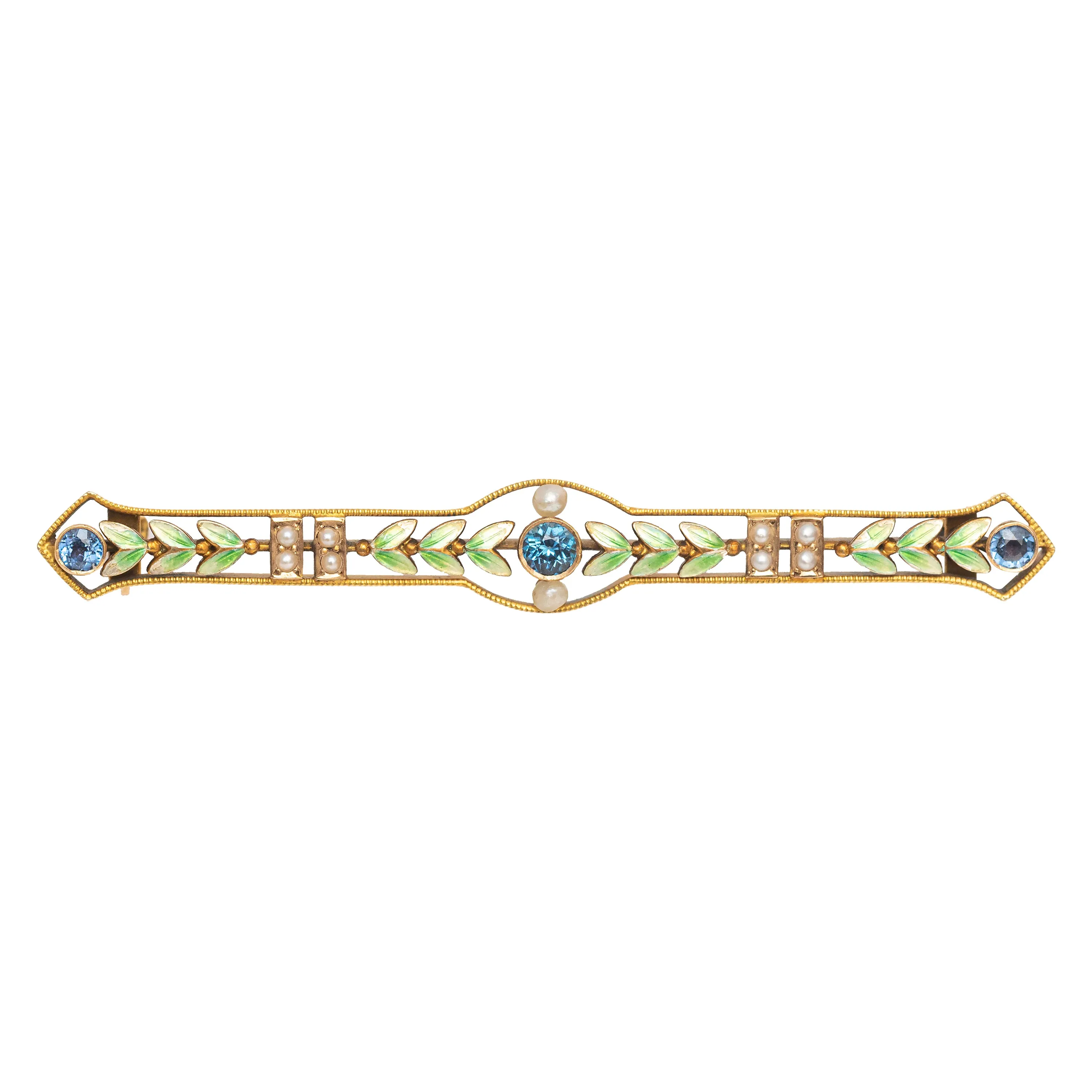 Art Nouveau Brooch with Blue Sapphires