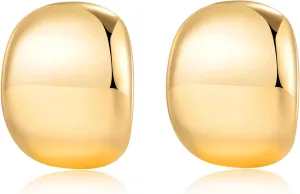Big Chunky Gold Earrings Trendy Statement Drop Earrings Hypoallergenic Vintage Wavy Button Earrings Jewelry Gift for Women