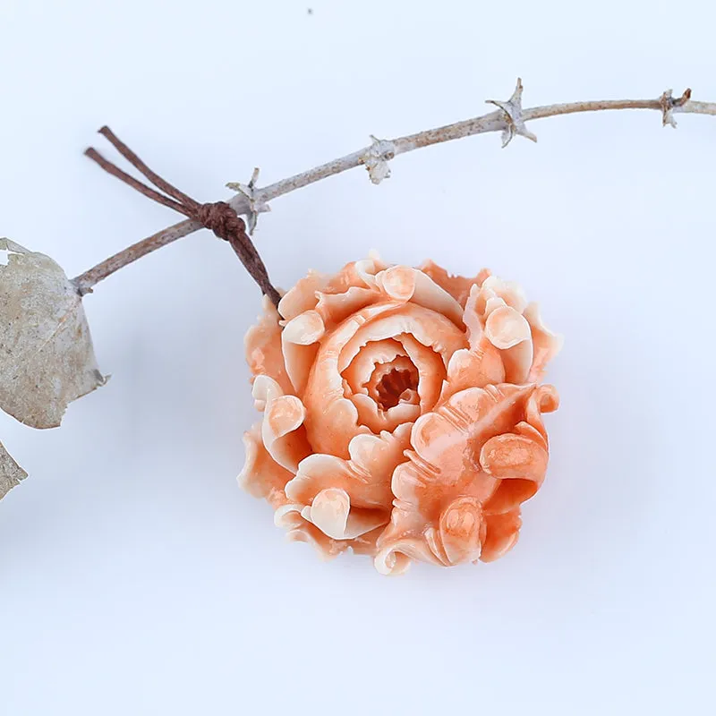BITEFU Pink Conch Shell (Made Of Powder Of Shell, Color Is Enhanced ) Flower Big Size Pendant Bead , 21.5g