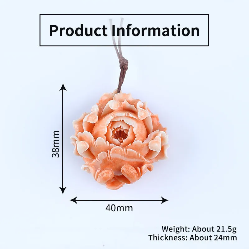 BITEFU Pink Conch Shell (Made Of Powder Of Shell, Color Is Enhanced ) Flower Big Size Pendant Bead , 21.5g