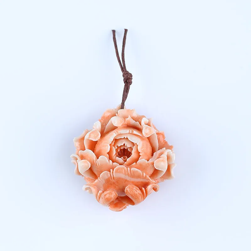 BITEFU Pink Conch Shell (Made Of Powder Of Shell, Color Is Enhanced ) Flower Big Size Pendant Bead , 21.5g
