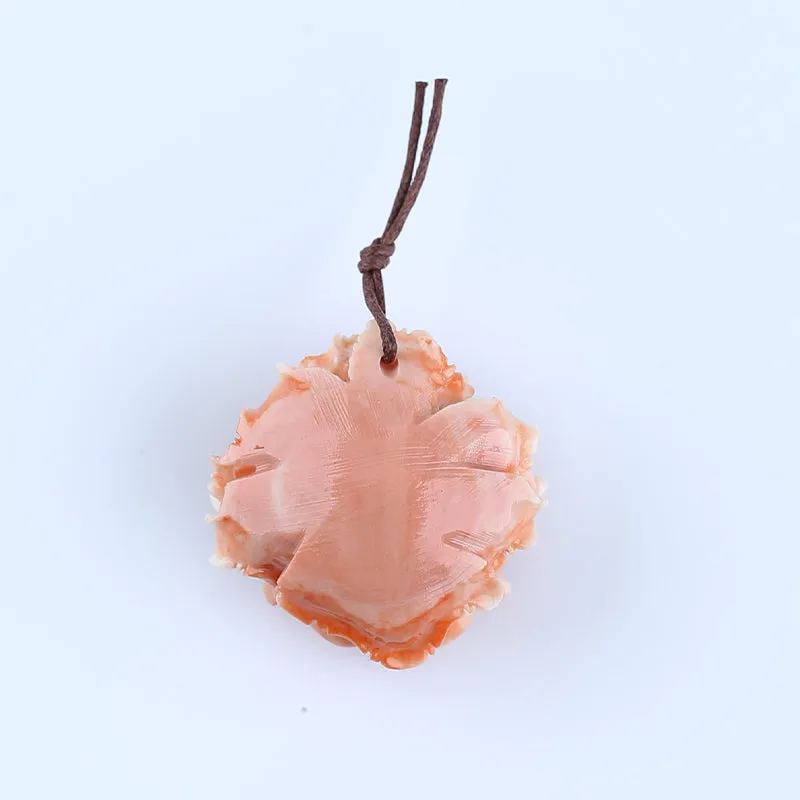 BITEFU Pink Conch Shell (Made Of Powder Of Shell, Color Is Enhanced ) Flower Big Size Pendant Bead , 21.5g