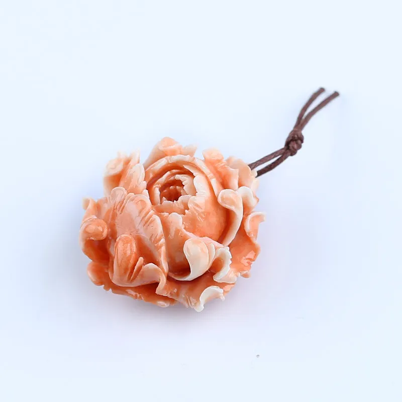 BITEFU Pink Conch Shell (Made Of Powder Of Shell, Color Is Enhanced ) Flower Big Size Pendant Bead , 21.5g