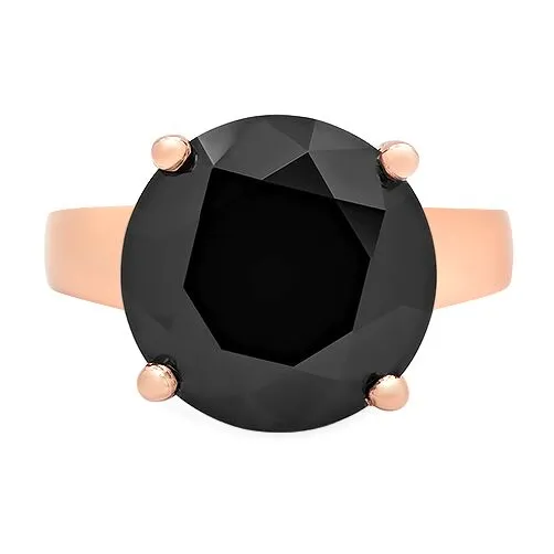 Black Stone Rose Gold Solitaire Ring