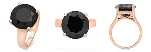 Black Stone Rose Gold Solitaire Ring