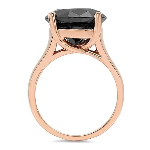 Black Stone Rose Gold Solitaire Ring