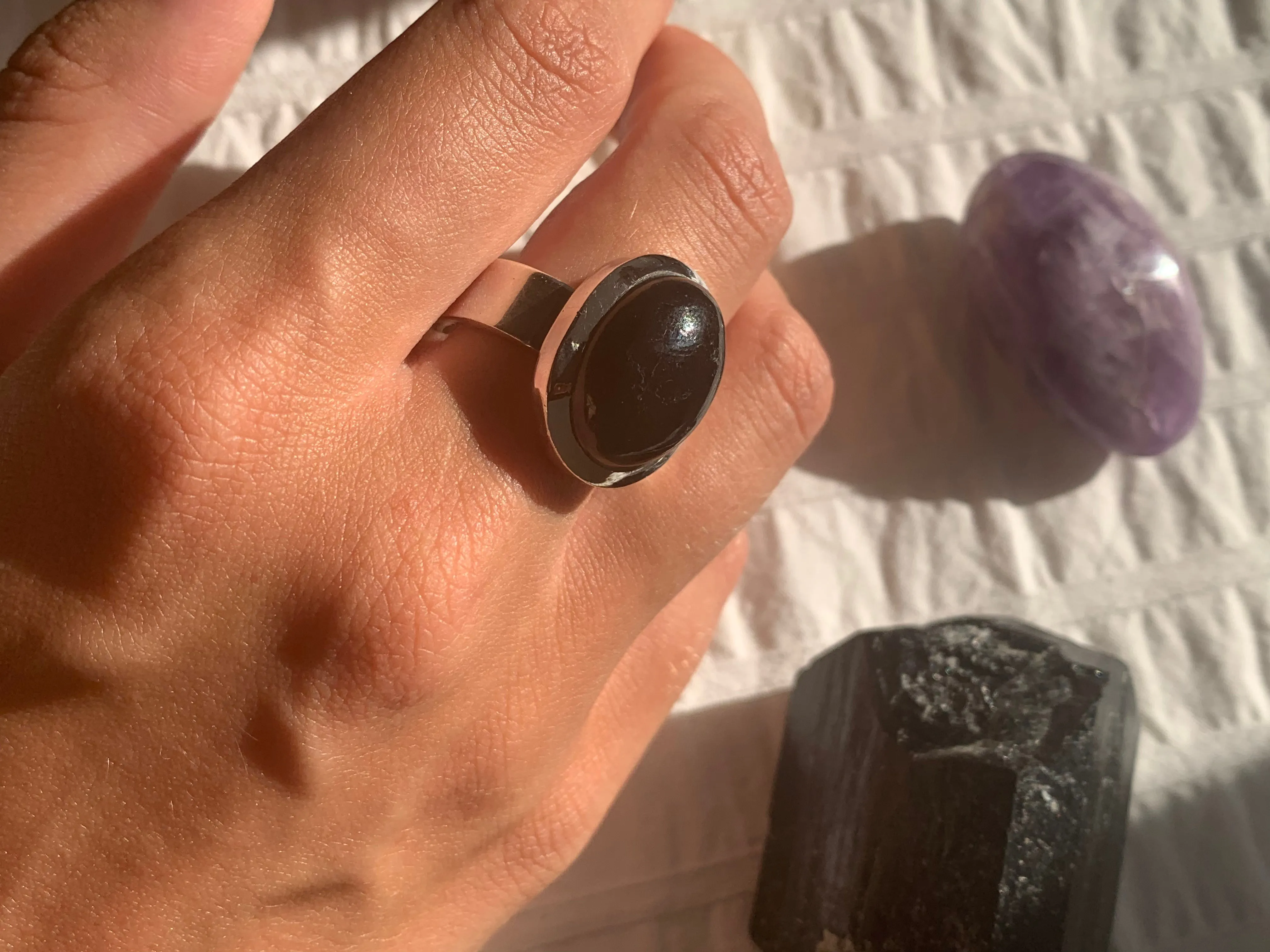 Black Tourmaline Naevia Ring - Oval