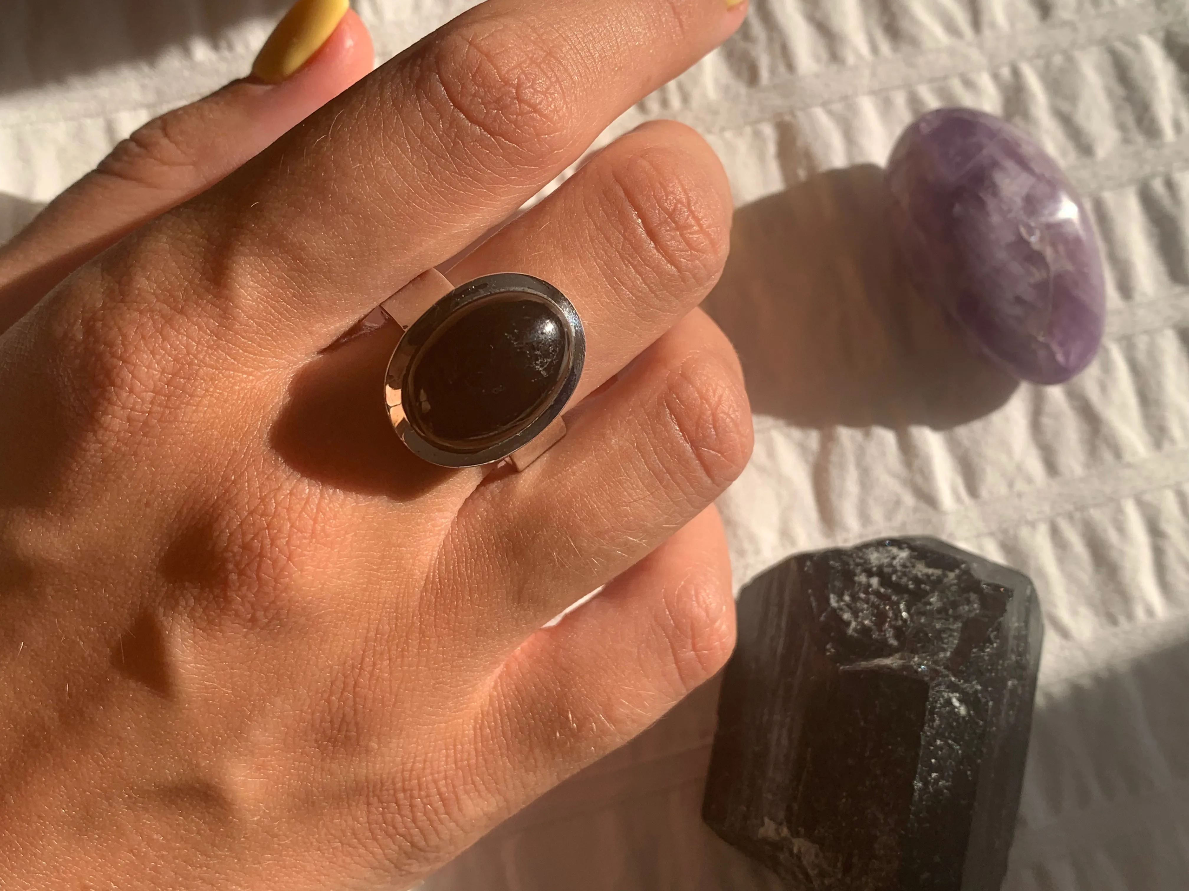 Black Tourmaline Naevia Ring - Oval