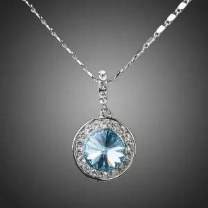 Blue Round Crystal Necklace KPN0069