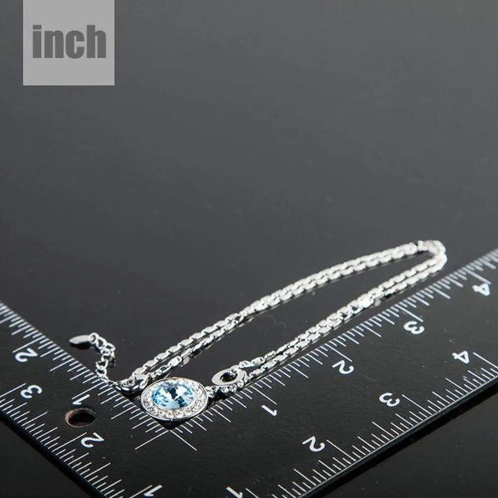 Blue Round Crystal Necklace KPN0069