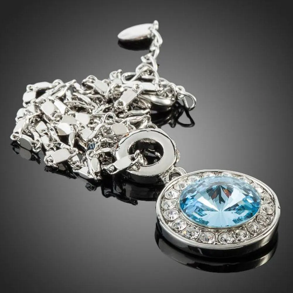 Blue Round Crystal Necklace KPN0069