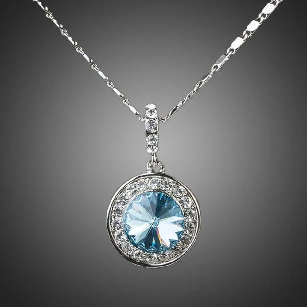 Blue Round Crystal Necklace KPN0069