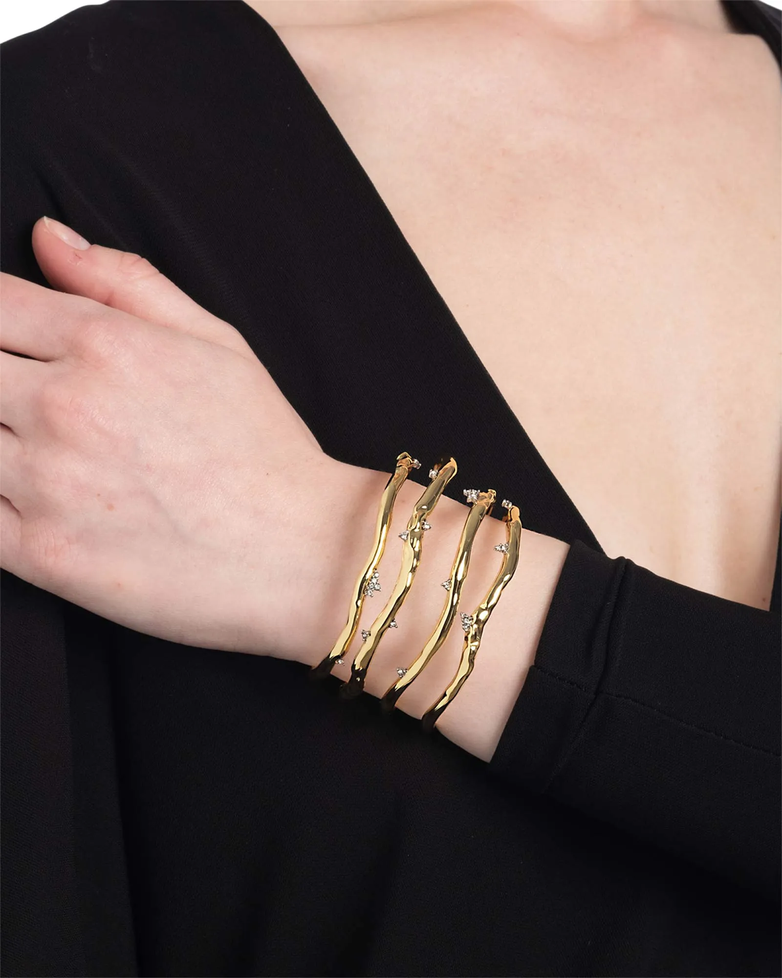 Brut Gold Crystal Thorn Orbit Cuff